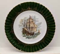 Тарелка винтажная Корабль парусник (B008)