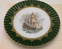 Тарелка винтажная Корабль парусник (B008)