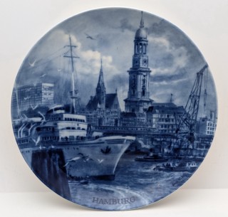 AK Kaiser винтажная тарелка Гамбург (B009)