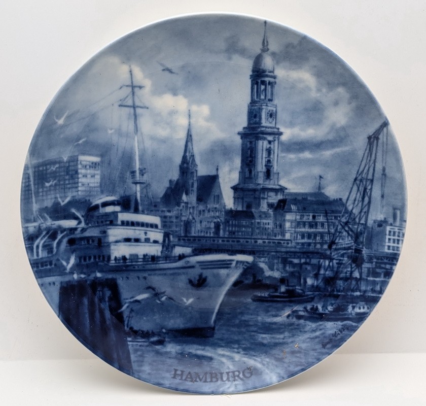 AK Kaiser винтажная тарелка Гамбург (B009)