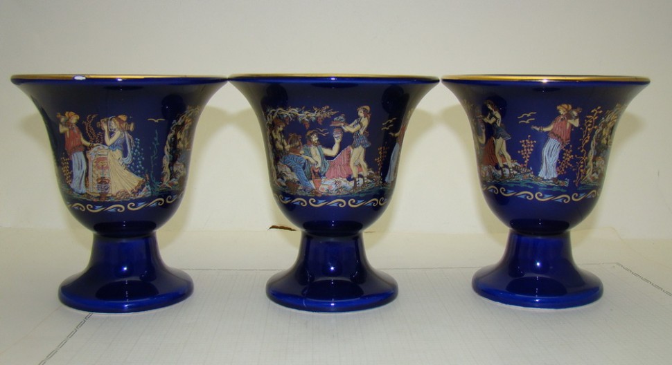 Fountas ceramics чаши вазочки греческие с дефектами 3 шт. (A517)