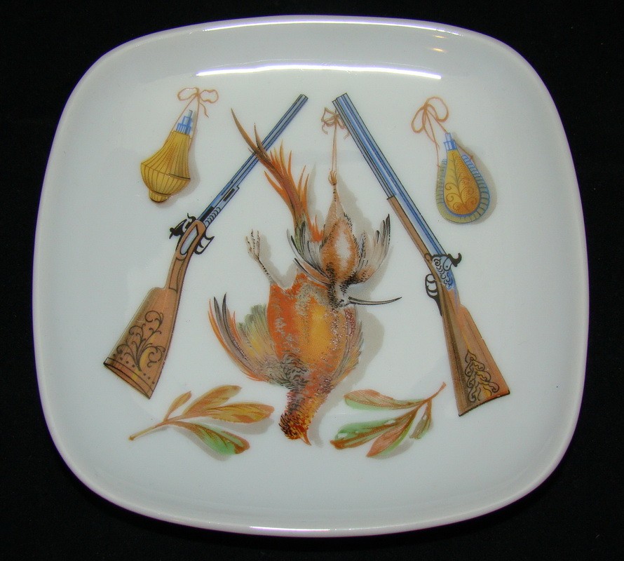 Лоток фарфоровый "Охота"  (V595)