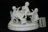 Скульптура фарфоровая старинная Дети за столом (W332)