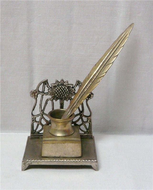 Чернильница с ножом для бумаг "Перо" (K616)