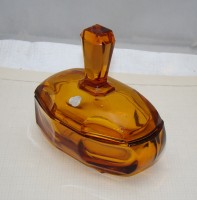 Шкатулка Ар Деко винтажная из янтарного стекла (M825)