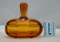 Шкатулка Ар Деко винтажная из янтарного стекла (M825)