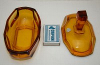 Шкатулка Ар Деко винтажная из янтарного стекла (M825)