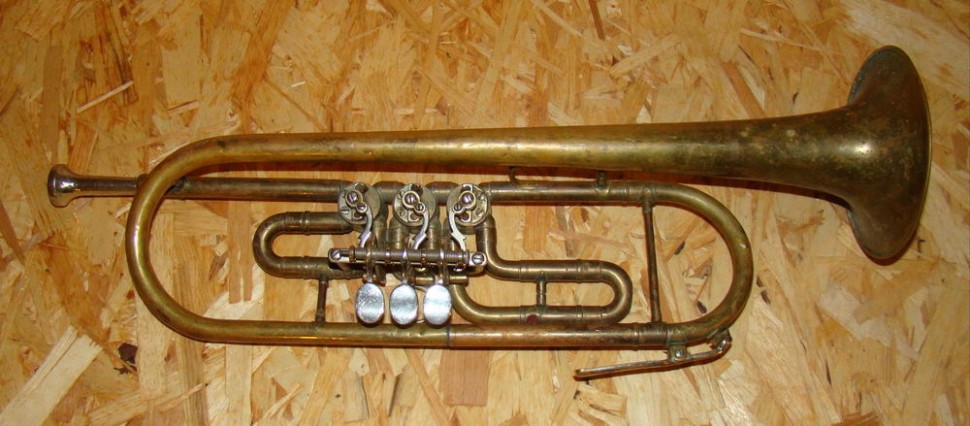 Духовой старинный музыкальный инструмент труба (P144)