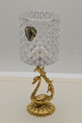 Вазочка-подсвечник хрустальный винтажный Лебедь (B016)