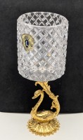 Вазочка-подсвечник хрустальный винтажный Лебедь (B016)