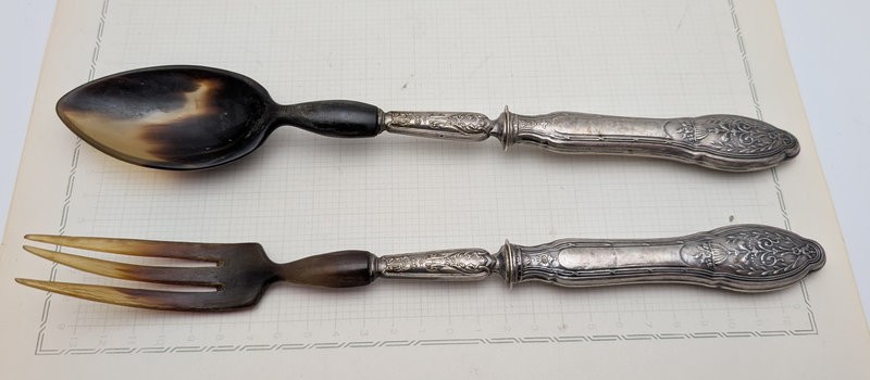 Старинный серебряный салатный набор (B113)