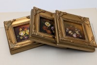 Три винтажные миниатюрные картины Цветы (B216)
