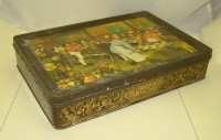 Коробка шкатулка жестяная старинная коллекционная (X345)