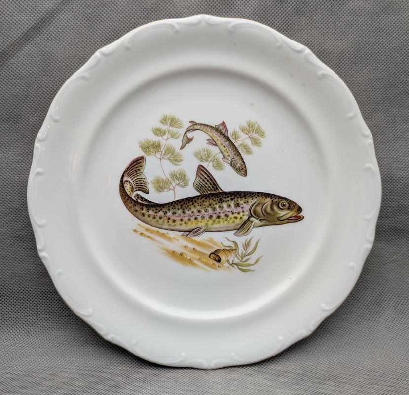 Johann Seltmann Vohenstrauss винтажная тарелка Форель (A924)