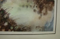 Картина акварель зимний пейзаж винтажная (W082)