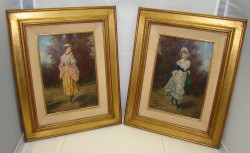 Картины старинные портреты 2 шт. (Y504)
