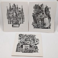 Гравюры ксилографии Анатолия Калашникова 3 шт. (B024)