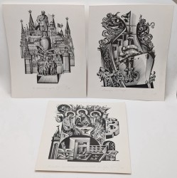 Гравюры ксилографии Анатолия Калашникова 3 шт. (B024)