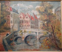 Картина старинная Городской пейзаж Брюгге (M056)