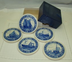 Подставки бирдекели Корабли в стиле Делфт 5 шт. (X766)