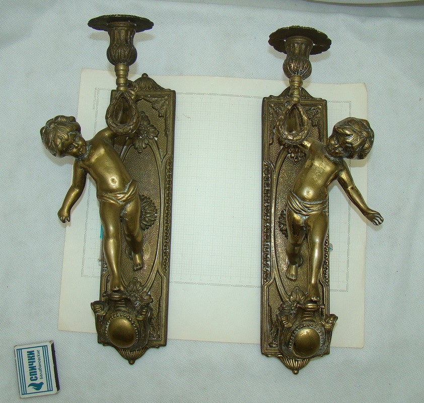 Подсвечники фигурки настенные винтажные Путти пара (M642)