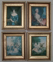 Плакетки с репродукциями картина на шелке 4 шт. (Y508)