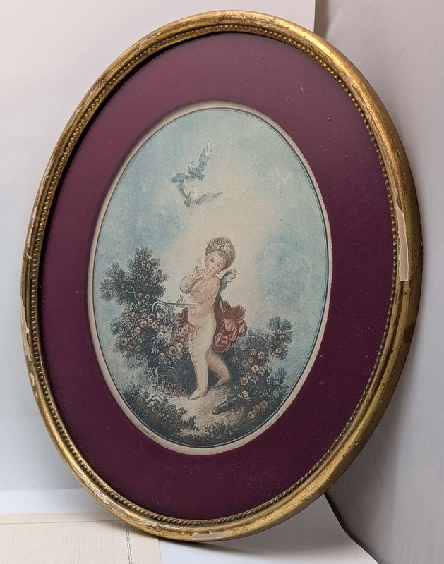 Винтажный принт  в рамке с гравюры Fragonard (A830)