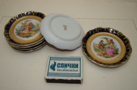 Friedrich Eger & Co. блюдечки миниатюры винтажные 6 шт. (X887)