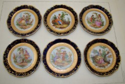 Friedrich Eger & Co. блюдечки миниатюры винтажные 6 шт. (X887)