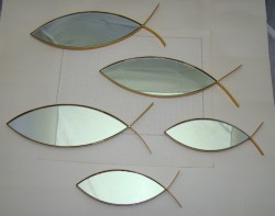 Зеркала дизайнерские настенные Рыбки 5 шт. (Y904)